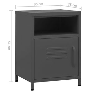 Κομοδίνα 2 τεμ. Ανθρακί 35 x 35 x 51 εκ. Ατσάλινα