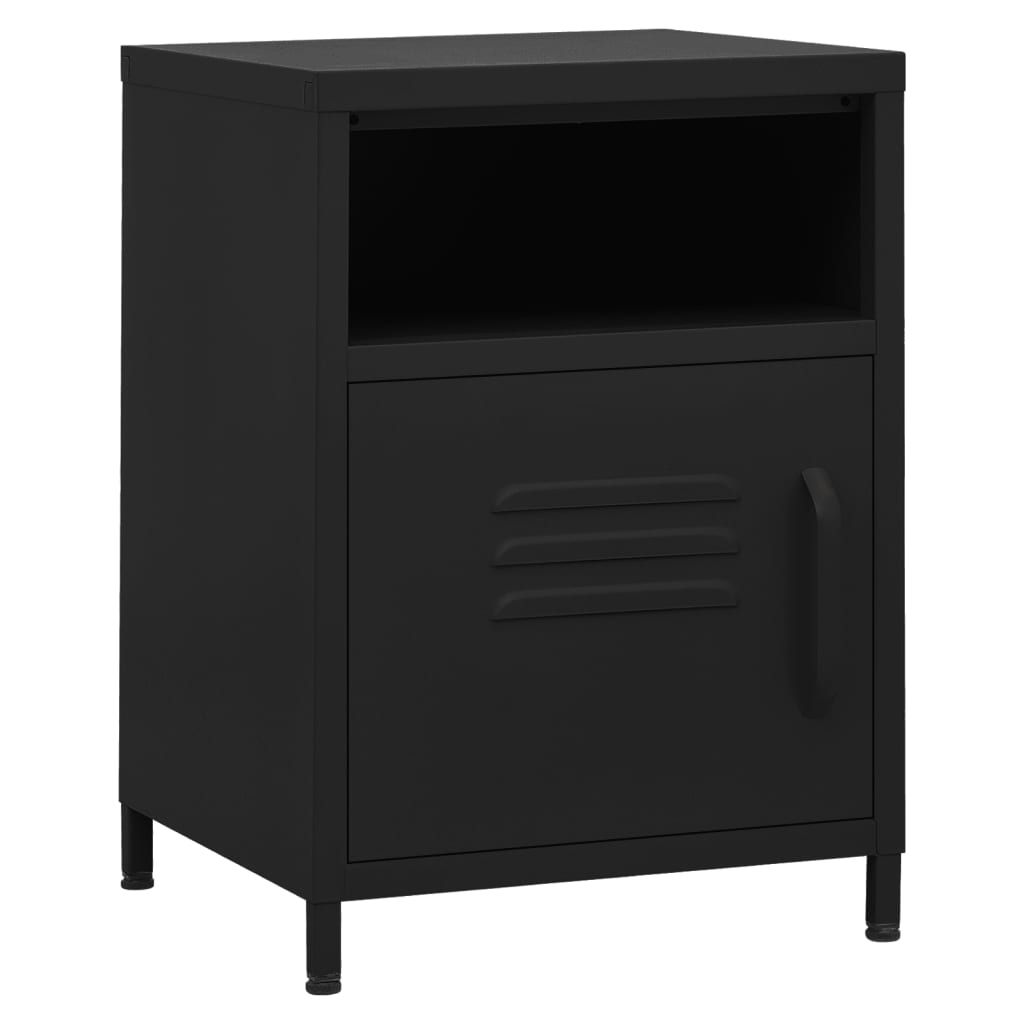 Κομοδίνα 2 τεμ. Μαύρα 35 x 35 x 51 εκ. Ατσάλινα - PAKOBAZAAR