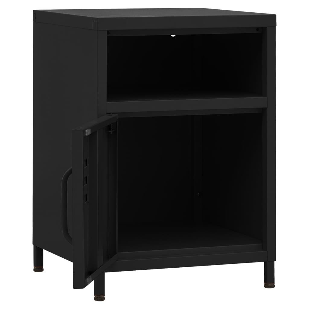 Κομοδίνα 2 τεμ. Μαύρα 35 x 35 x 51 εκ. Ατσάλινα - PAKOBAZAAR