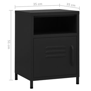Κομοδίνα 2 τεμ. Μαύρα 35 x 35 x 51 εκ. Ατσάλινα - PAKOBAZAAR