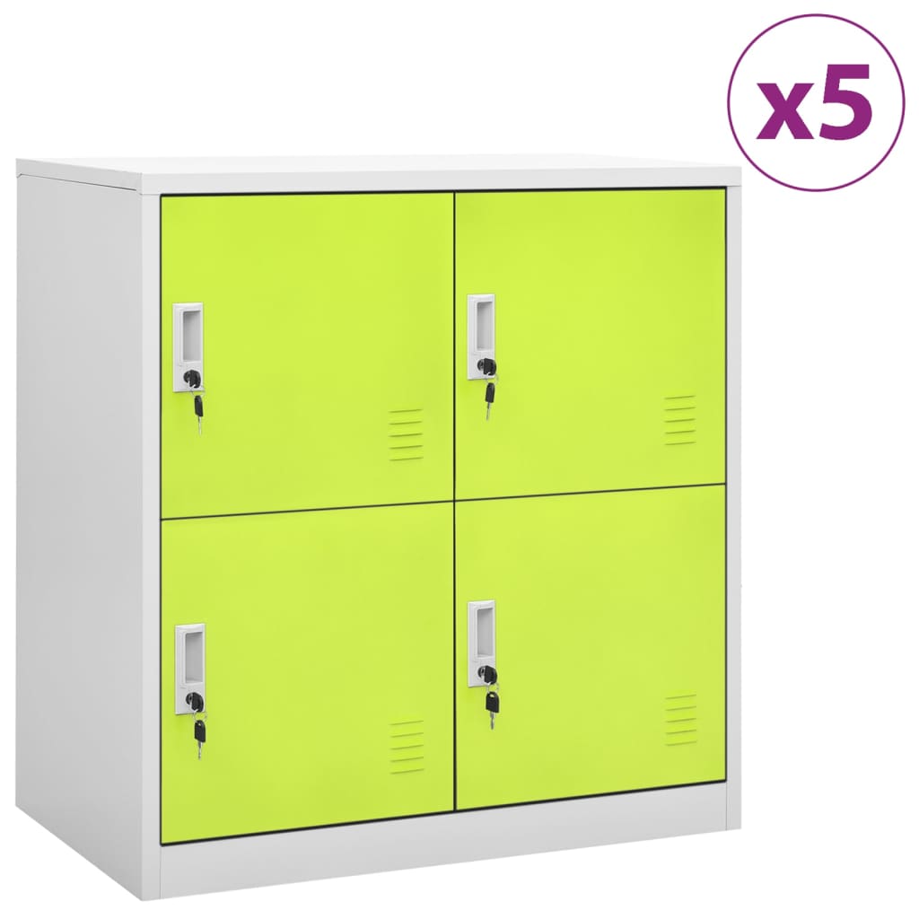 Φοριαμοί 5 τεμ. Ανοιχτό Γκρι/Πράσινο 90x45x92,5 εκ. Ατσάλινοι - PAKOBAZAAR
