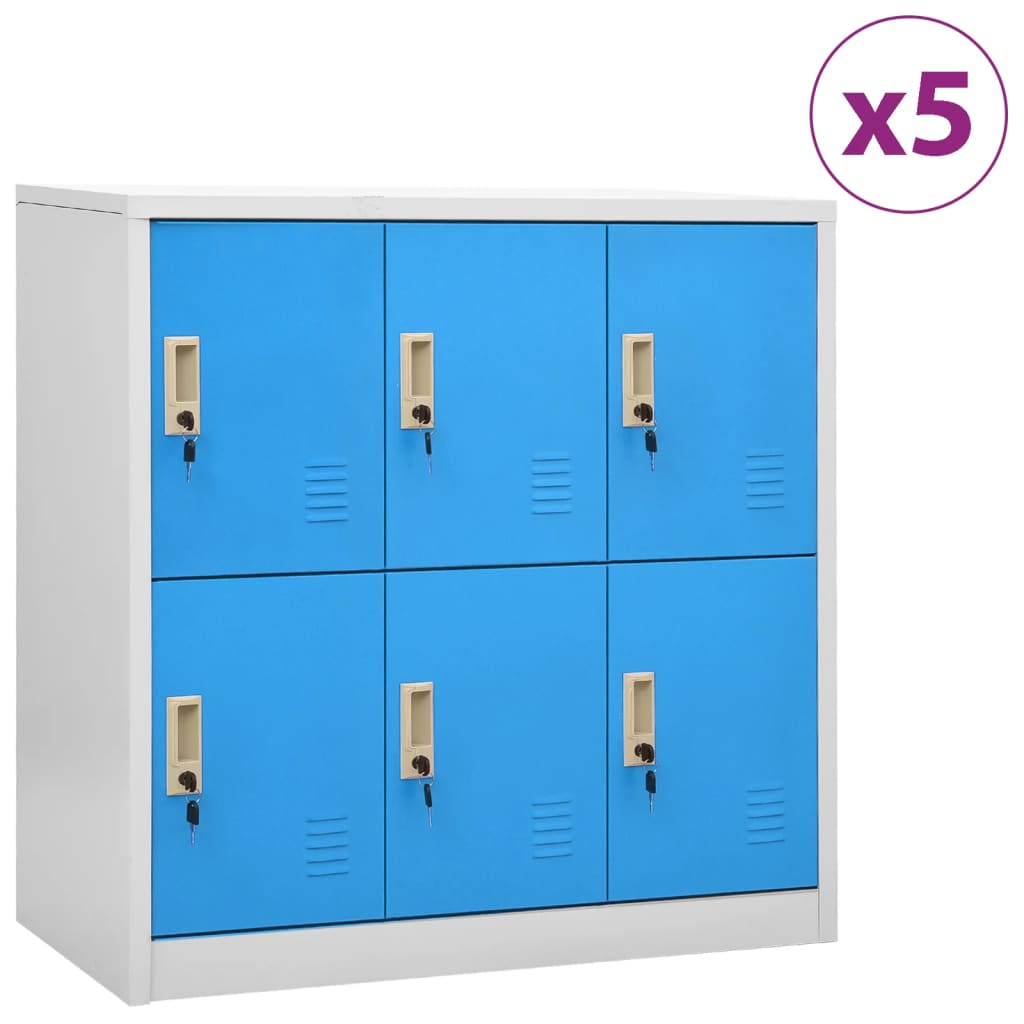 Φοριαμοί 5 τεμ. Ανοιχτό Γκρι/Μπλε 90 x 45 x 92,5 εκ. Ατσάλινοι - PAKOBAZAAR