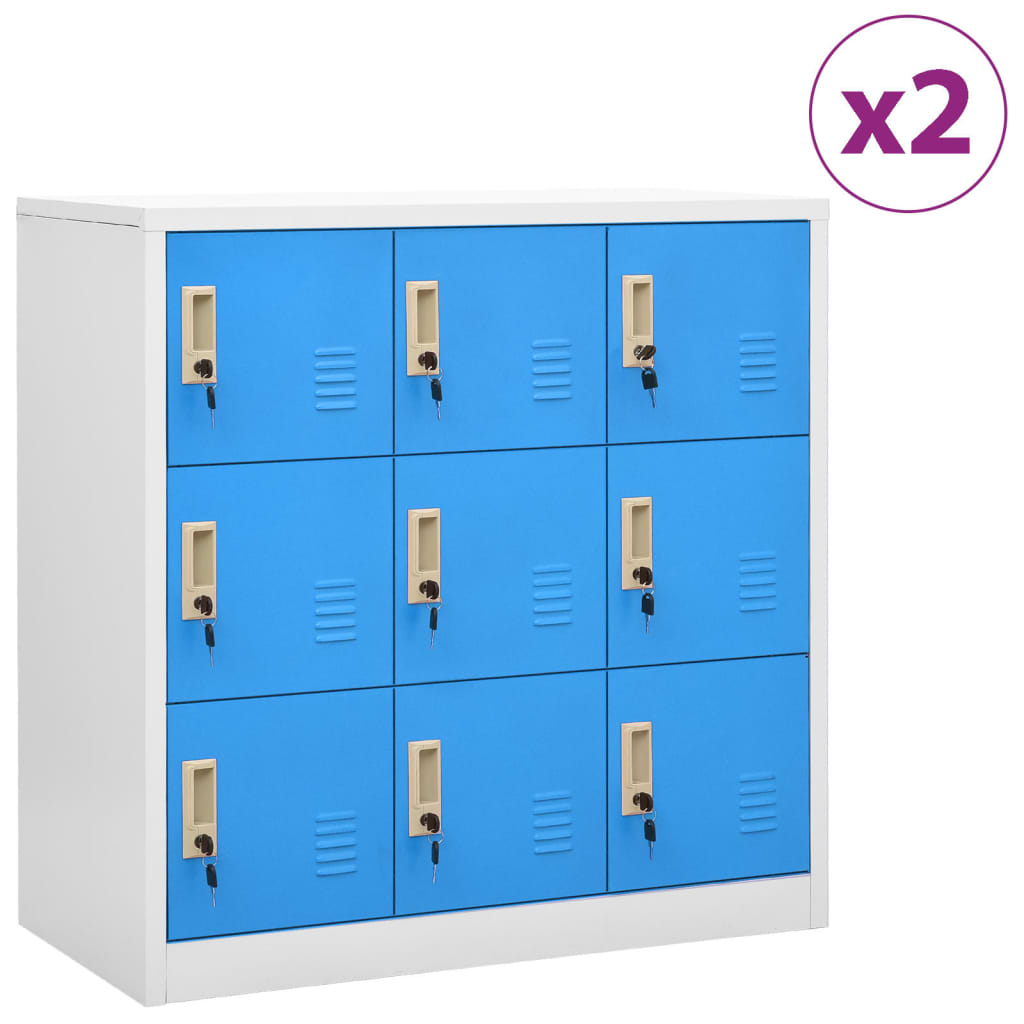 Φοριαμοί 2 τεμ. Ανοιχτό Γκρι/Μπλε 90 x 45 x 92,5 εκ. Ατσάλινοι - PAKOBAZAAR