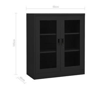 Ντουλάπα Γραφείου με Γλάστρα Ανθρακί 90x40x128 εκ. Ατσάλινη - Pakobazaar