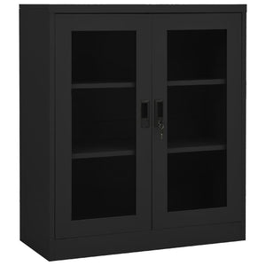 Ντουλάπα Γραφείου με Γλάστρα Ανθρακί 90x40x128 εκ. Ατσάλινη - Pakobazaar