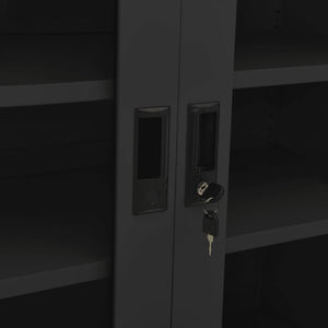 Ντουλάπα Γραφείου με Γλάστρα Ανθρακί 90x40x128 εκ. Ατσάλινη - Pakobazaar