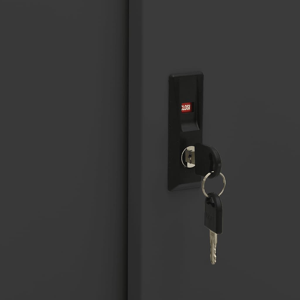 Ντουλάπα με Συρόμενη Πόρτα & Γλάστρα Ανθρακί Ατσάλινη - PAKOBAZAAR