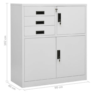 Ντουλάπα Γραφείου με Γλάστρα Ανοιχτό Γκρι 90x40x125 εκ Ατσάλινη - Pakobazaar