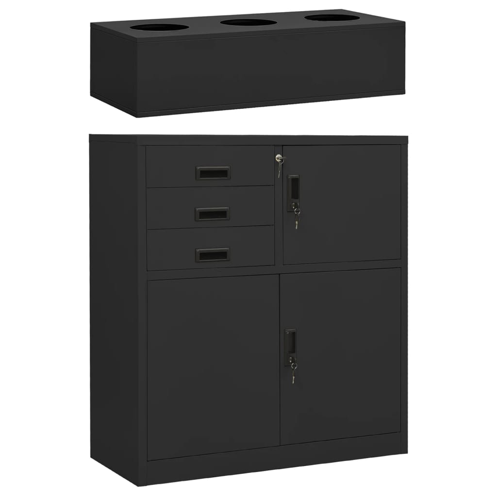 Ντουλάπα Γραφείου με Γλάστρα Ανθρακί 90 x 40 x 125 εκ. Ατσάλινη - PAKOBAZAAR