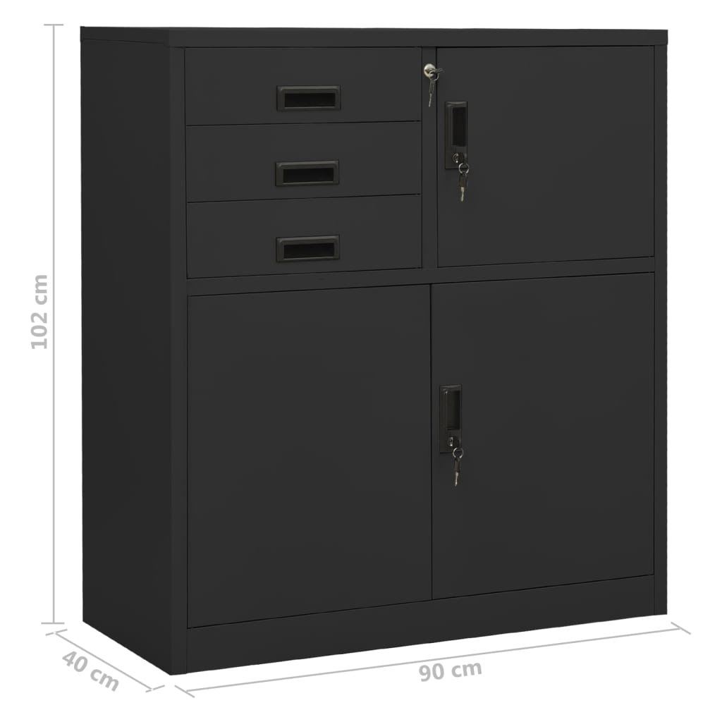 Ντουλάπα Γραφείου με Γλάστρα Ανθρακί 90 x 40 x 125 εκ. Ατσάλινη - PAKOBAZAAR