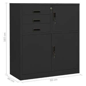 Ντουλάπα Γραφείου με Γλάστρα Ανθρακί 90 x 40 x 125 εκ. Ατσάλινη - PAKOBAZAAR