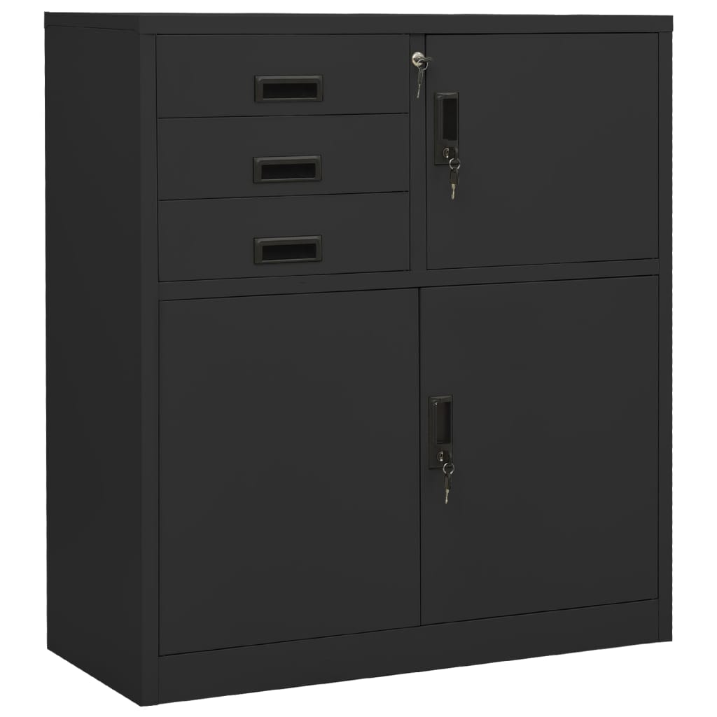 Ντουλάπα Γραφείου με Γλάστρα Ανθρακί 90 x 40 x 125 εκ. Ατσάλινη - PAKOBAZAAR