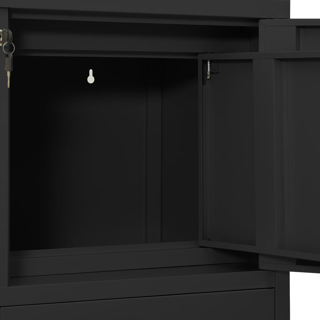 Ντουλάπα Γραφείου με Γλάστρα Ανθρακί 90 x 40 x 125 εκ. Ατσάλινη - PAKOBAZAAR