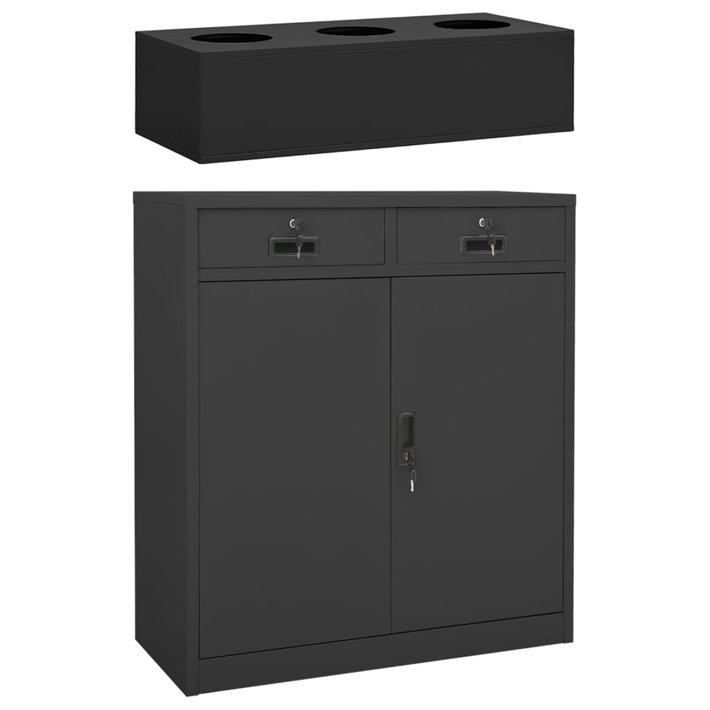Ντουλάπα Γραφείου με Γλάστρα Ανθρακί 90 x 40 x 125 εκ. Ατσάλινη - PAKOBAZAAR