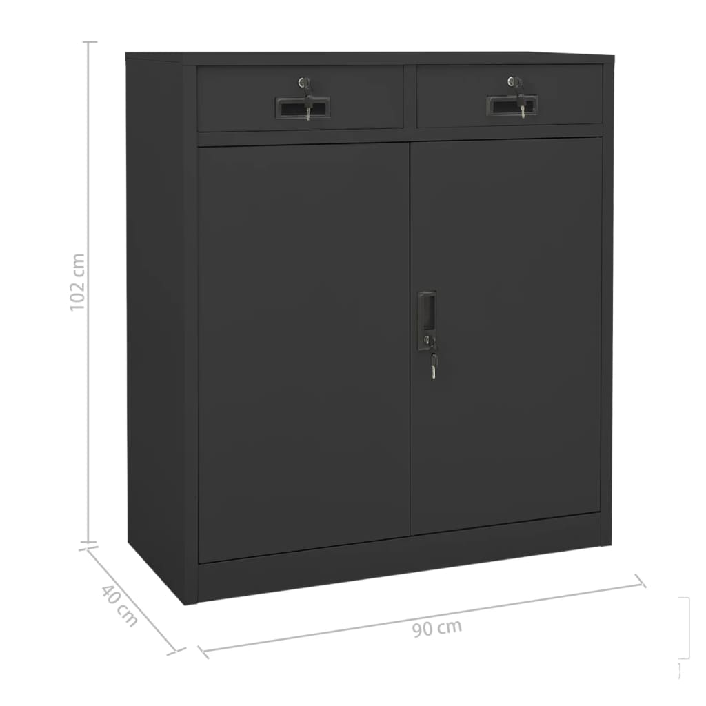 Ντουλάπα Γραφείου με Γλάστρα Ανθρακί 90 x 40 x 125 εκ. Ατσάλινη - PAKOBAZAAR