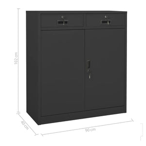 Ντουλάπα Γραφείου με Γλάστρα Ανθρακί 90 x 40 x 125 εκ. Ατσάλινη - PAKOBAZAAR