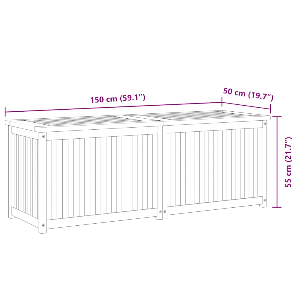 Μπαούλο Κήπου 150 x 50 x 55 εκ. από Μασίφ Ξύλο Teak