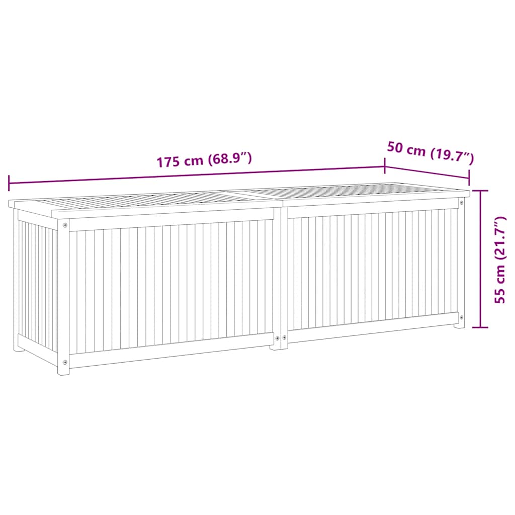 Μπαούλο Κήπου 175 x 50 x 55 εκ. από Μασίφ Ξύλο Teak