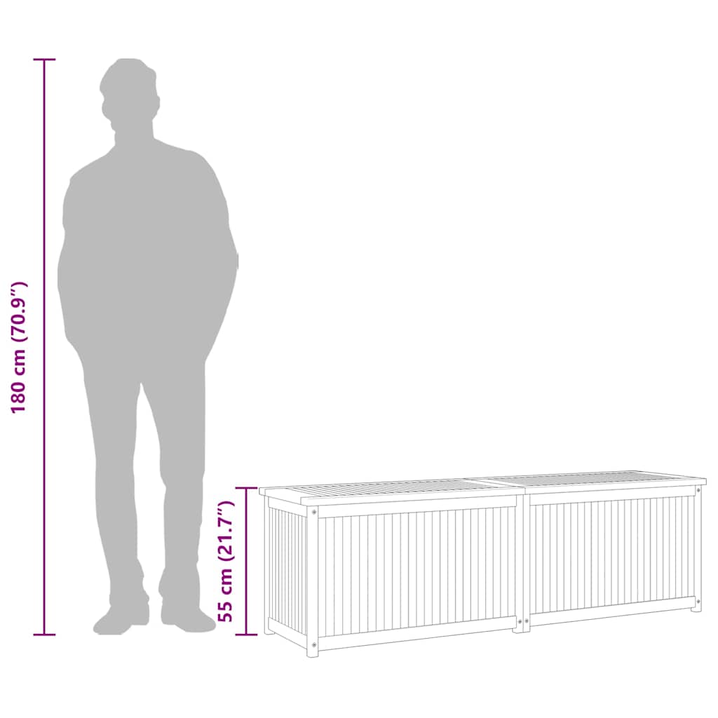 Μπαούλο Κήπου 175 x 50 x 55 εκ. από Μασίφ Ξύλο Teak