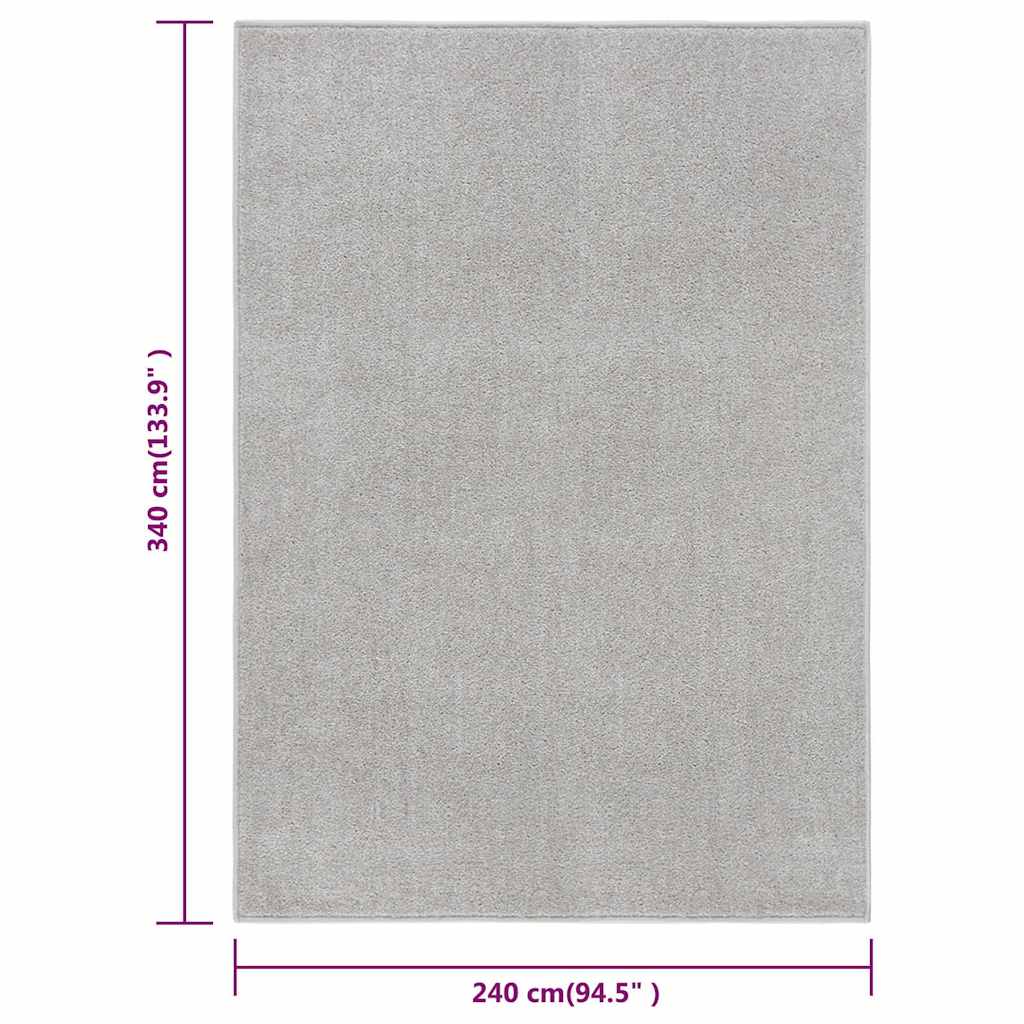 Χαλί Κοντό Πέλος Ανοιχτό Γκρι 240 x 340 εκ. - Pakobazaar