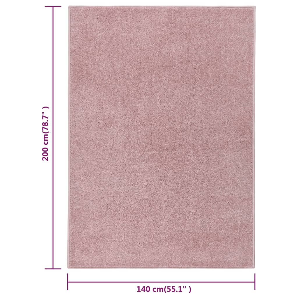 Χαλί Κοντό Πέλος Ροζ 140 x 200 εκ.