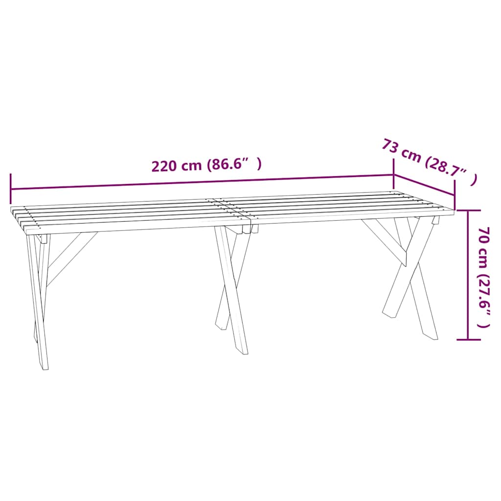 Τραπέζι Κήπου 220 x 73 x 70 εκ. από Εμποτισμένο Ξύλο Πεύκου