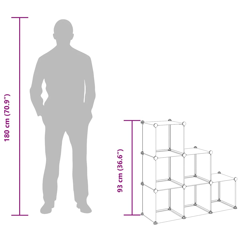Κύβοι Αποθήκευσης & Οργάνωσης 6 τεμ. Μαύροι από Πολυπροπυλένιο