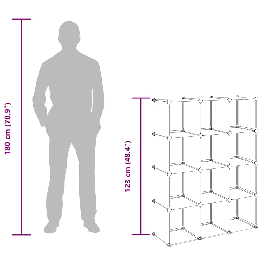 Κύβοι Αποθήκευσης & Οργάνωσης 12 τεμ. Διάφανοι από Πολυπρ/λένιο