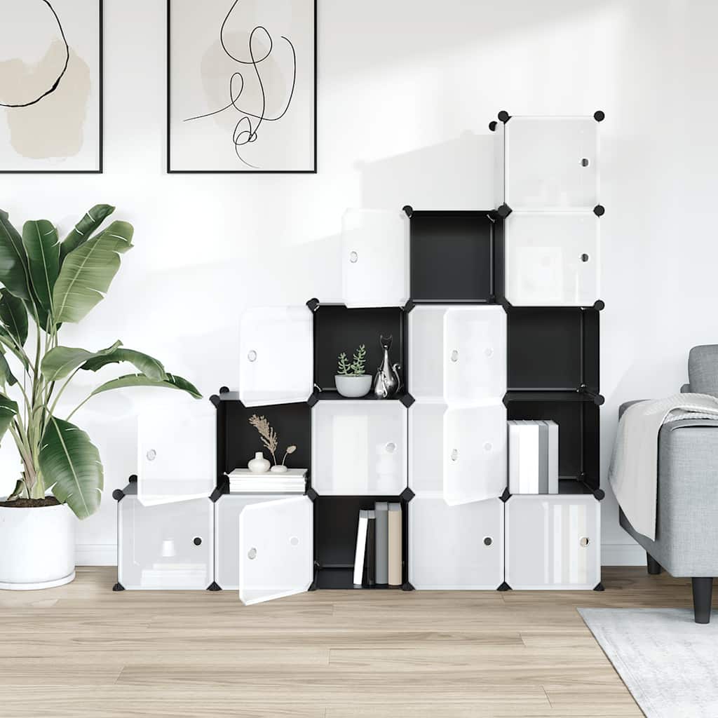 Κύβοι Αποθ. & Οργάνωσης με Πόρτες 15 τεμ. Μαύροι Πολυπρ/λένιο