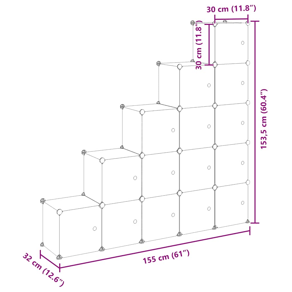 Κύβοι Αποθ. & Οργάνωσης με Πόρτες 15 τεμ. Μαύροι Πολυπρ/λένιο