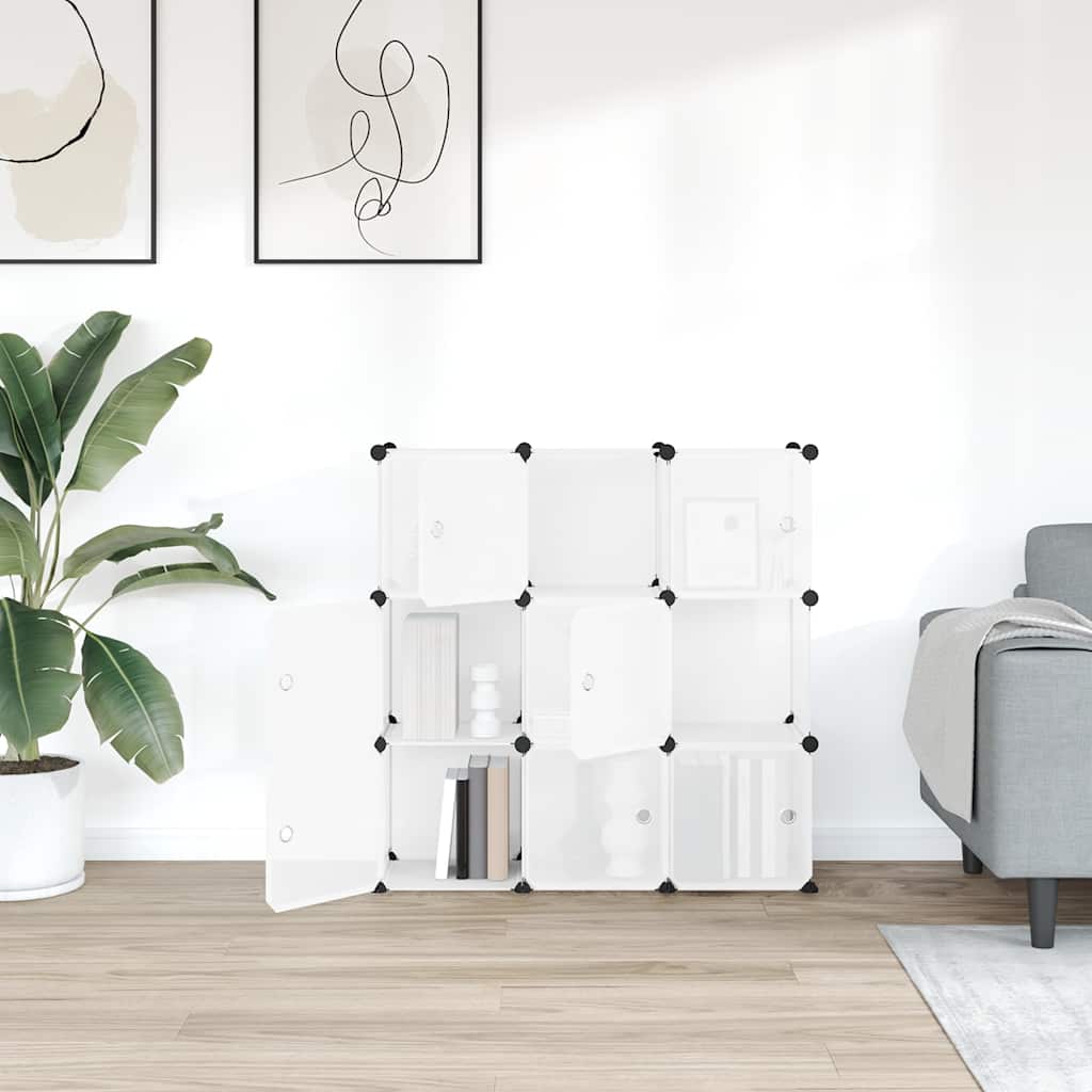 Οργανωτής Αποθήκευσης σε Κύβους με 9 Κύβους και Πορτάκια από Διαφανές PP