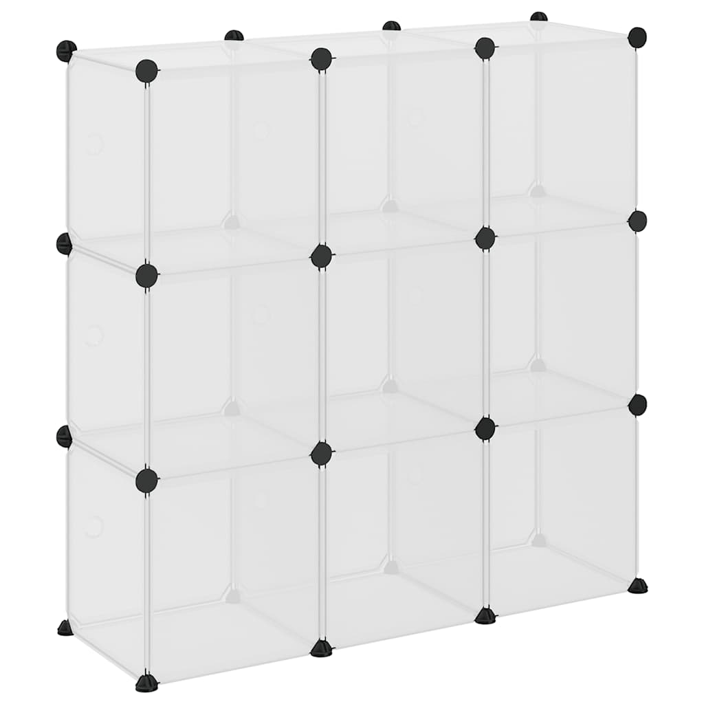 Οργανωτής Αποθήκευσης σε Κύβους με 9 Κύβους και Πορτάκια από Διαφανές PP