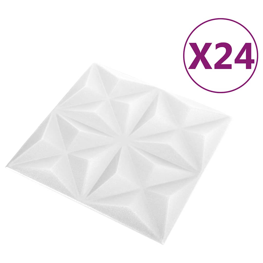 Πάνελ Τοίχου 3D 24 τεμ. Λευκό Origami 50 x 50 εκ. 6 μ² - Pakobazaar
