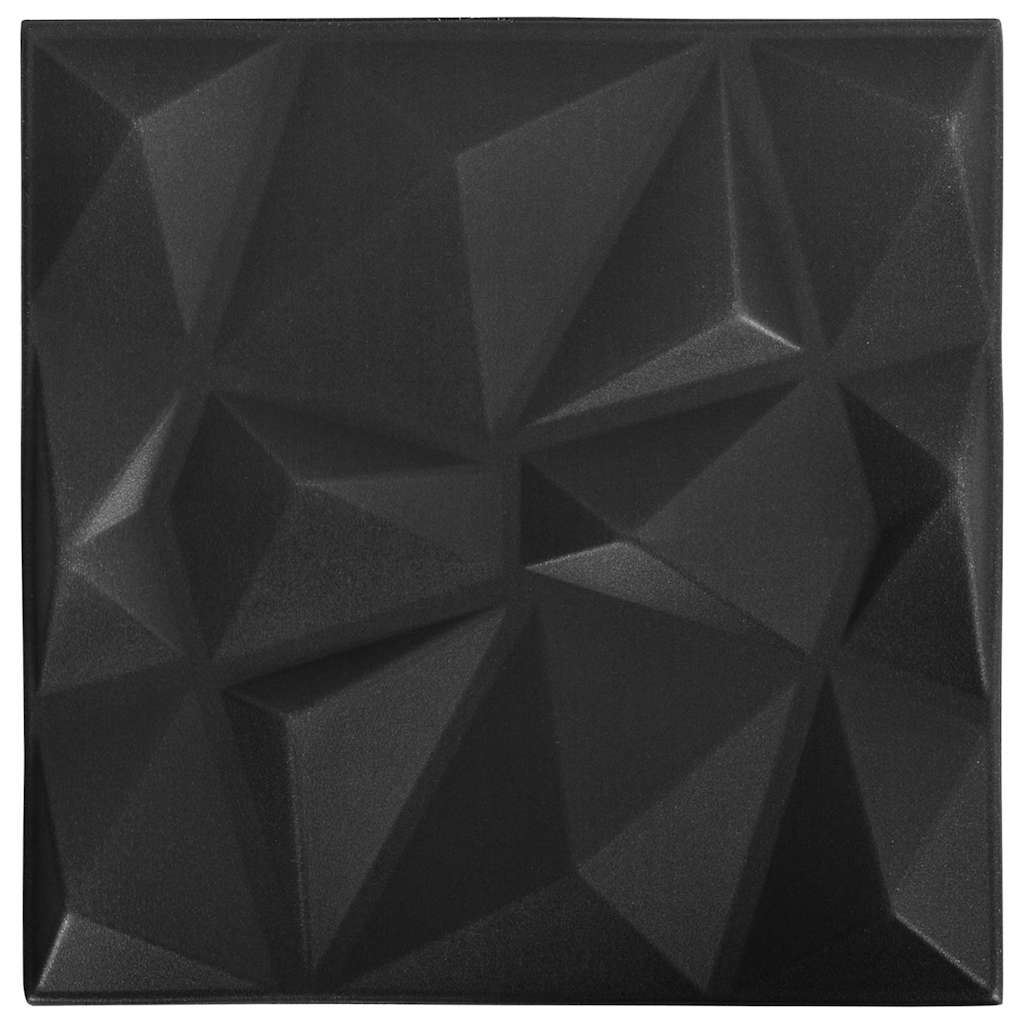 Πάνελ Τοίχου 3D 12 τεμ. Μαύρο Διαμαντιού 50 x 50 εκ. 3 μ²