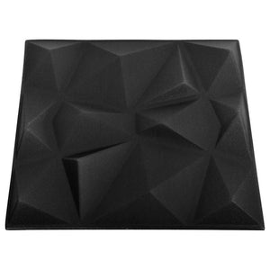 Πάνελ Τοίχου 3D 12 τεμ. Μαύρο Διαμαντιού 50 x 50 εκ. 3 μ²