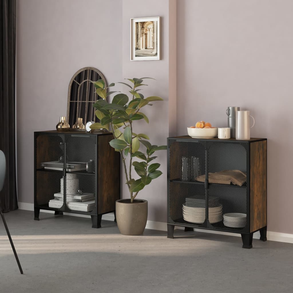Ντουλάπια Αποθήκευσης 2 τεμ Ρουστίκ Καφέ 72x36x82εκ Μέταλλο/MDF - PAKOBAZAAR