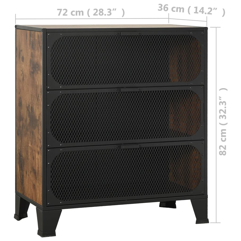 Ντουλάπια Αποθήκευσης 2 τεμ Ρουστίκ Καφέ 72x36x82εκ Μέταλλο/MDF - PAKOBAZAAR