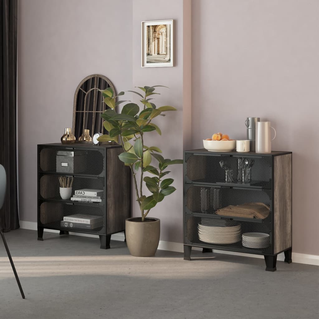 Ντουλάπια Αποθήκευσης 2 τεμ. Γκρι 72 x 36 x 82 εκ. Μέταλλο/MDF - PAKOBAZAAR