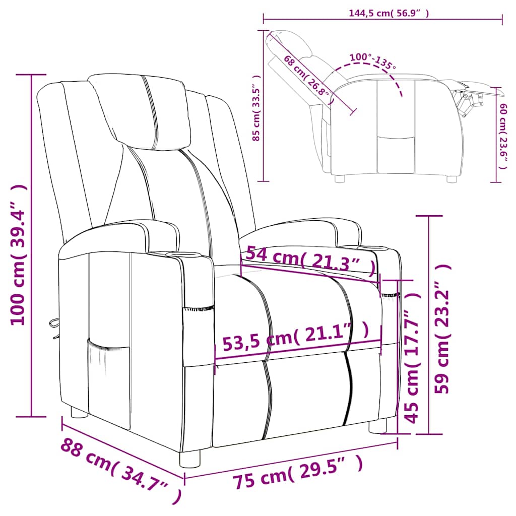 Πολυθρόνα Ανακλινόμενη Μπορντό από Συνθετικό Δέρμα - Pakobazaar