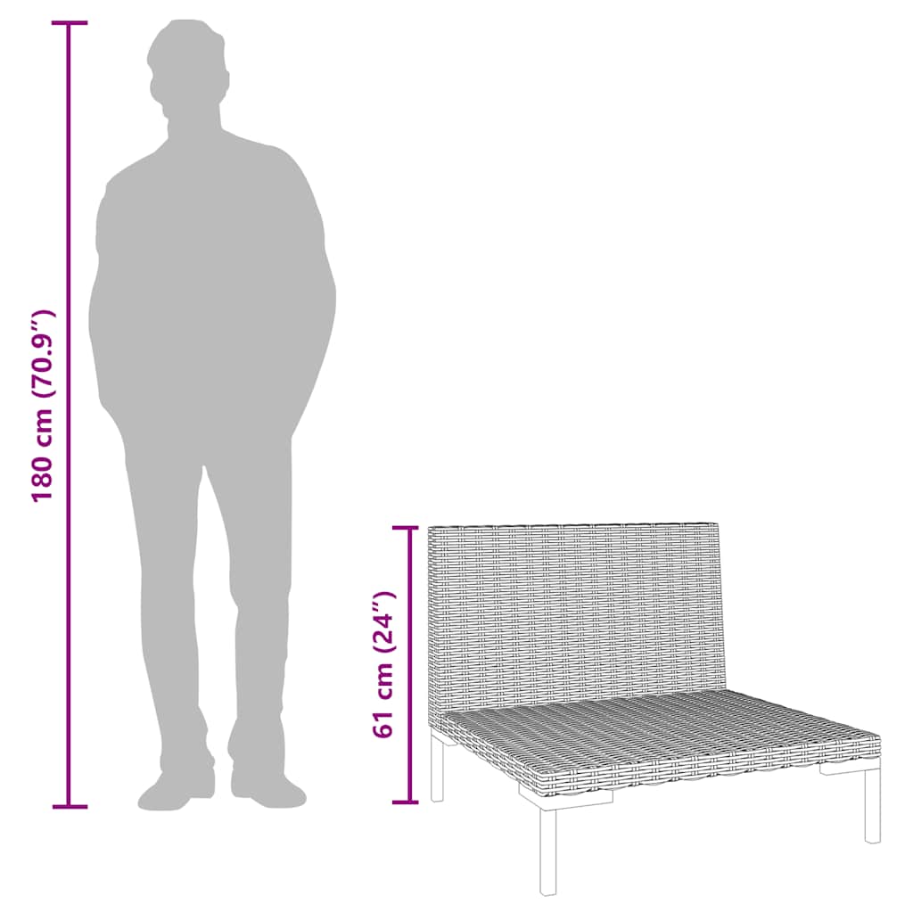 Καναπέδες Κήπου 2 τεμ. από Ημικυκλικό Συνθ. Ρατάν με Μαξιλάρια