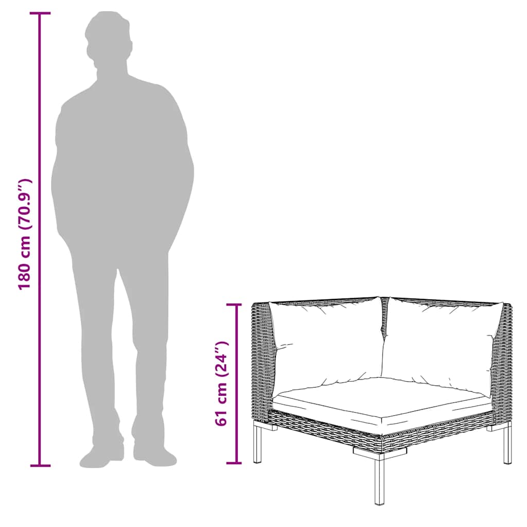 Καναπέδες Κήπου 2 τεμ. από Ημικυκλικό Συνθ. Ρατάν με Μαξιλάρια