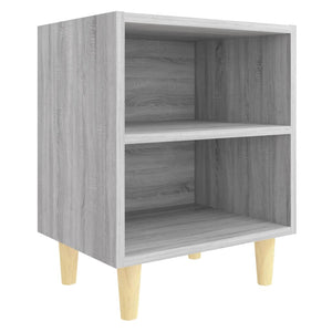 Κομοδίνα 2 τεμ. Γκρι Sonoma 40x30x50 εκ. με Μασίφ Ξύλινα Πόδια