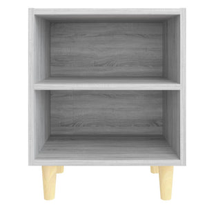 Κομοδίνα 2 τεμ. Γκρι Sonoma 40x30x50 εκ. με Μασίφ Ξύλινα Πόδια