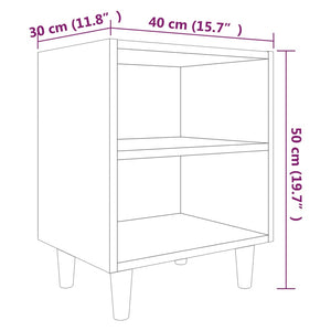 Κομοδίνα 2 τεμ. Γκρι Sonoma 40x30x50 εκ. με Μασίφ Ξύλινα Πόδια