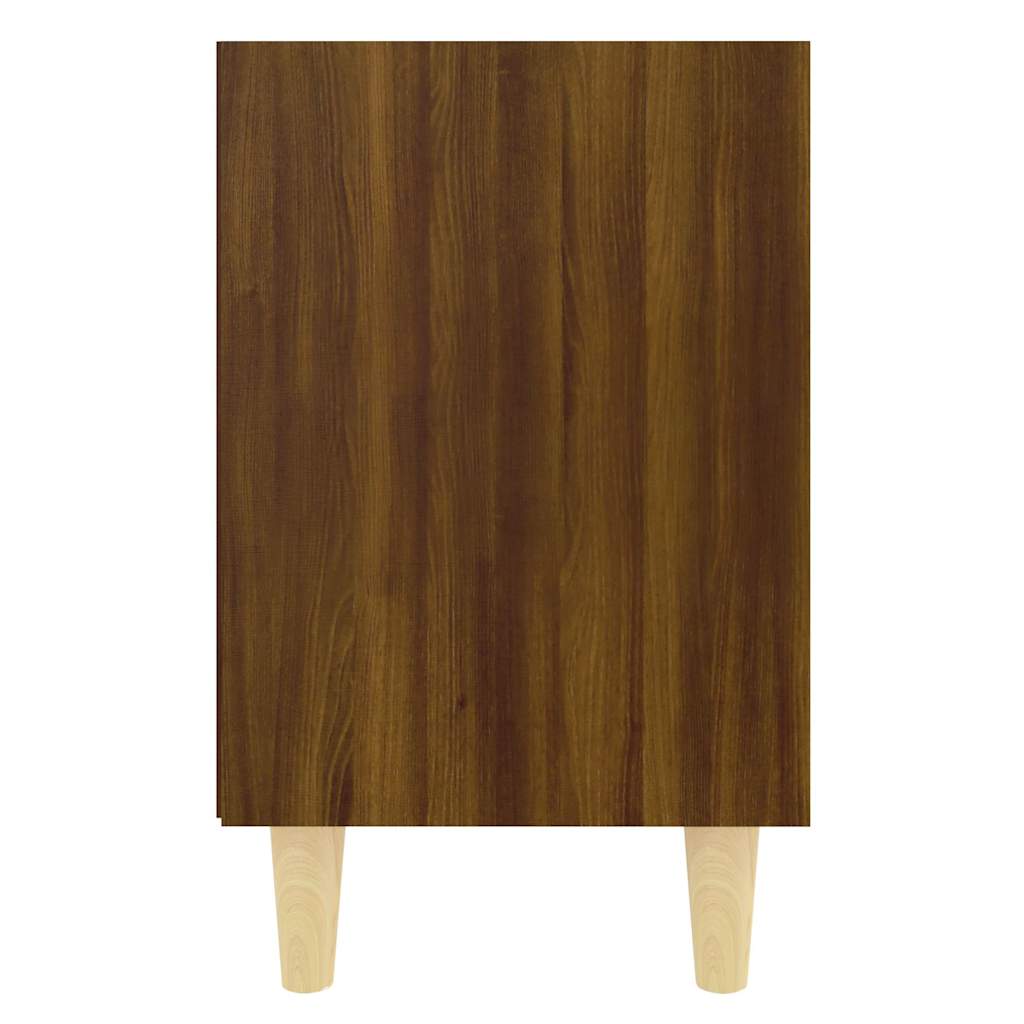 Κομοδίνα 2 τεμ. Καφέ Δρυς 40x30x50εκ. & Μασίφ Ξύλινα Πόδια