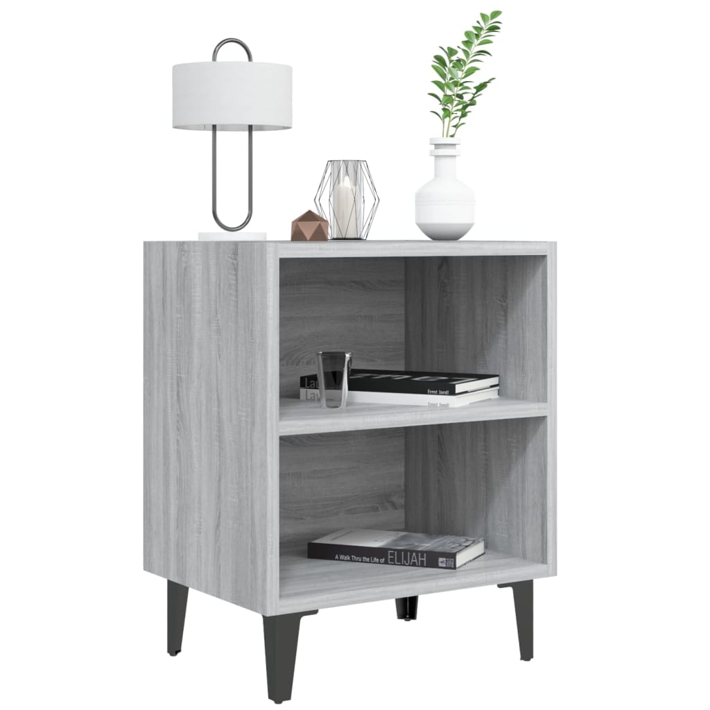 Κομοδίνο Γκρι Sonoma 40 x 30 x 50 εκ. με Μεταλλικά Πόδια