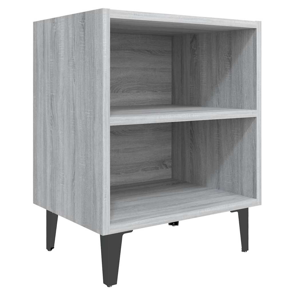 Κομοδίνα 2 Τεμ. Γκρι Sonoma 40 x 30 x 50 εκ. με Μεταλλικά Πόδια