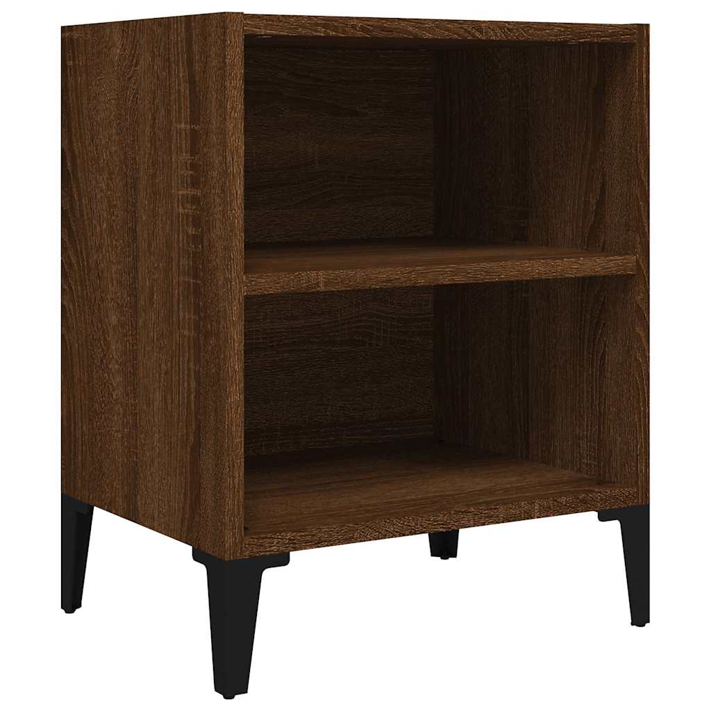 Κομοδίνο Καφέ Δρυς 40 x 30 x 50 εκ. με Μεταλλικά Πόδια