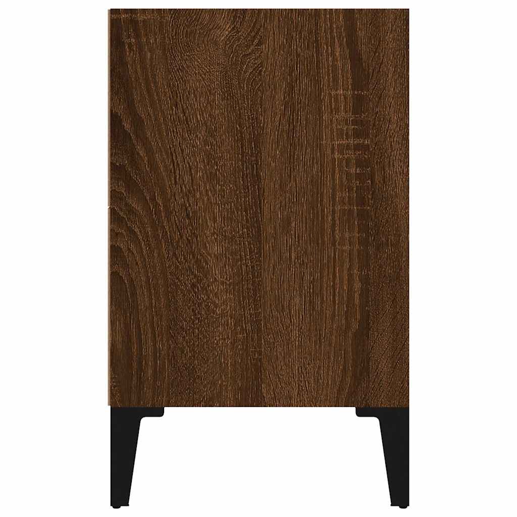 Κομοδίνο Καφέ Δρυς 40 x 30 x 50 εκ. με Μεταλλικά Πόδια