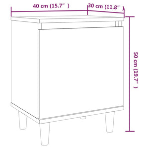 Κομοδίνα 2 τεμ. Καπνιστή Δρυς 40x30x50εκ. & Μασίφ Ξύλινα Πόδια - Pakobazaar